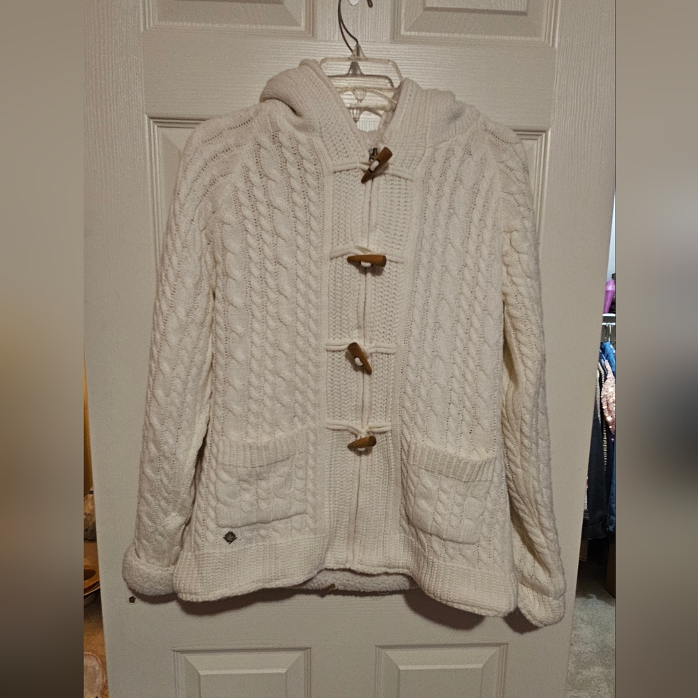 Cream Soulcal & Co. Zip Up and Button Hooded Cardigan sz 12